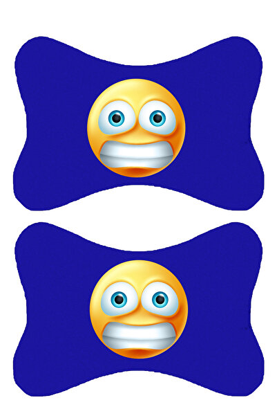 1araba1ev Set de 2 perne ortopedice albastre pentru gât auto, imprimate emoji...