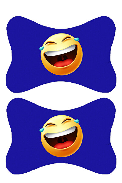 1araba1ev Set de 2 perne ortopedice albastre pentru gât auto, imprimate emoji...