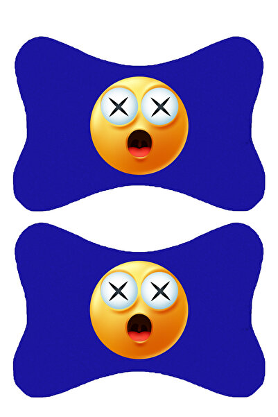 1araba1ev Set de 2 perne ortopedice albastre pentru gât auto, imprimate emoji...