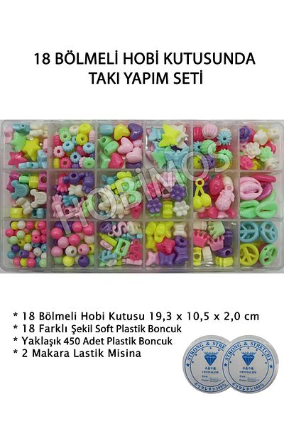 Hobimos Soft Plastic Beads in Hobby Box with 18 Compartments Children's Jewelry Making Set-2