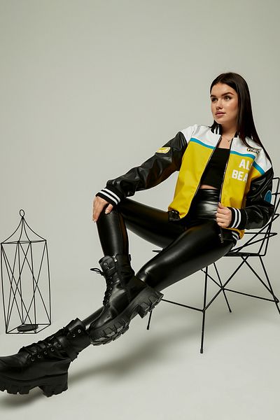Black Level Jachetă sport cu dungi oversize pentru femei, cu fermoar, paltoane de colegiu, cu imprimeu, jachetă cu dungi