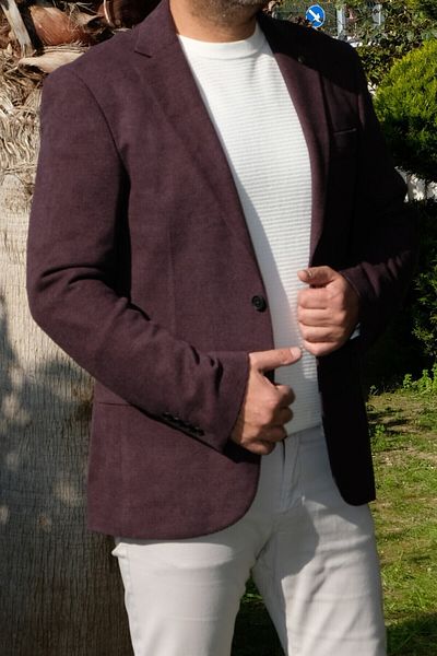 Luisero Ανδρικό αθλητικό μπουφάν με υφή Vad Plum Honeycomb