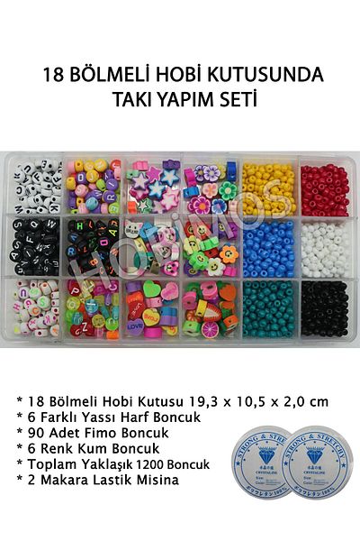 Hobimos Letter, Fimo, Sand Bead Children's Jewelry Making Set 3 in 18 Compartments Hobby Box