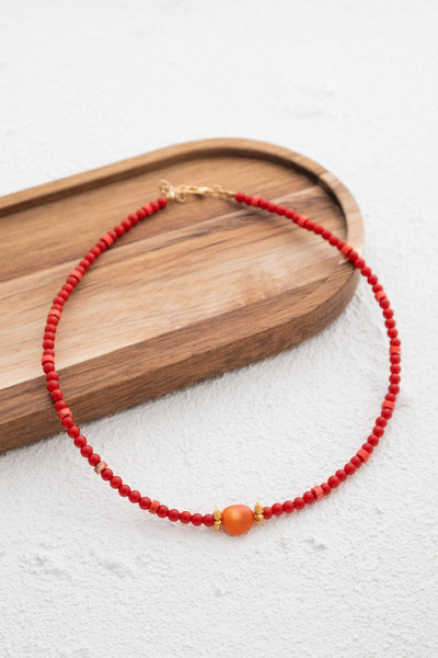 ByFlorya Jewelry Mercan Doğal Taş Kolye 40cm