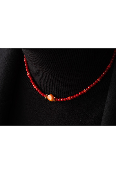 ByFlorya Jewelry Mercan Doğal Taş Kolye 40cm