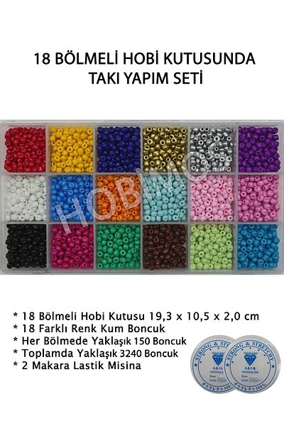 Hobimos 18 Colors of Sand Beads in 18 Compartments Hobby Box Children's Jewelry Making Set-5