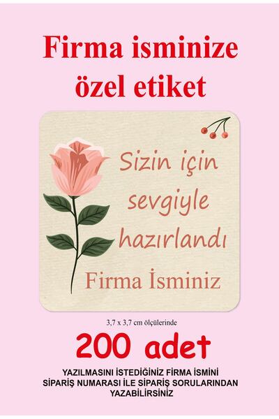 cabuk baskı Kuşe Sticker, Sizin İçin Sevgiyle Hazırlandı, Paketleme & Kargo E...