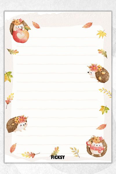 Ficksy Cute Hedgehog Note Paper - A5 Size - 50 Sheets - Notepad - Memopad - Memo Pad - To Do List