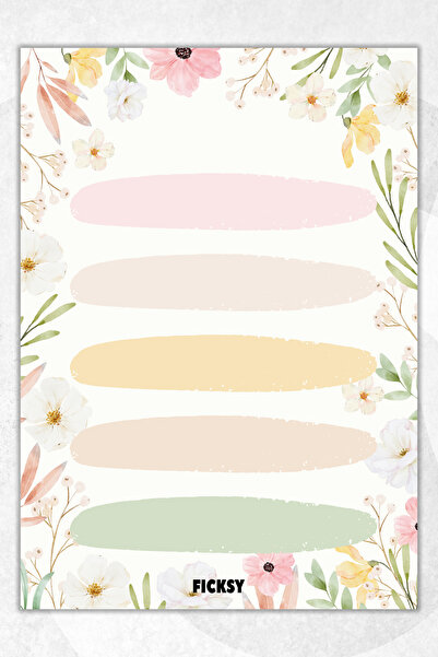 Ficksy A5 Çiçek Bloknot Çizgili Defter - 50 Yaprak - Memopad - Notepad - Not ...