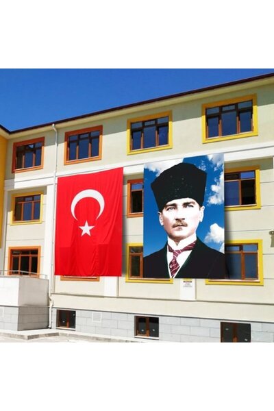 Bayrak Atatürk Posteri ve Türk Bayrağı Raşel Kumaş 200X300 cm -4