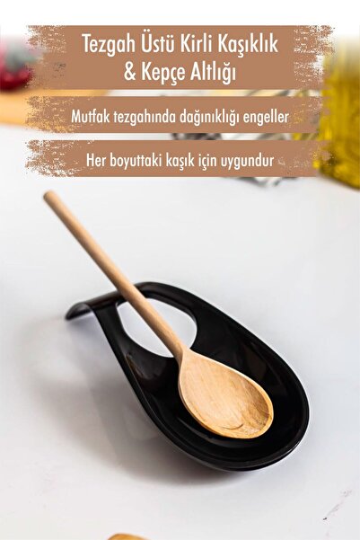 Depa Akrilik Siyah Tezgah Üstü Kirli Kaşıklık & Kepçe Altlığı