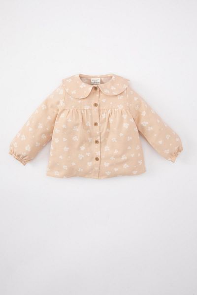 DeFacto Baby Girl Baby Collar Floral Twill Long Sleeve Shirt B9802A524Sp