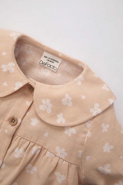 DeFacto Baby Girl Baby Collar Floral Twill Long Sleeve Shirt B9802A524Sp
