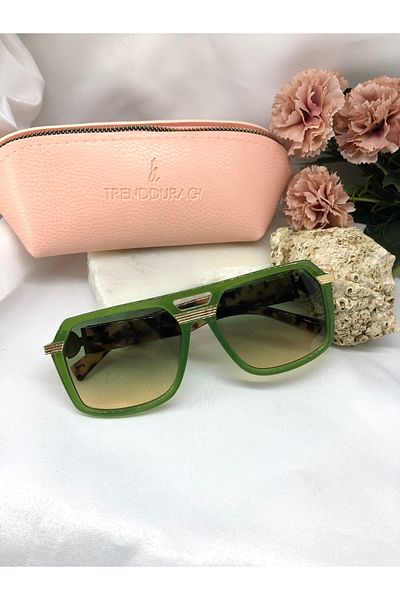 Di Caprio Rudni Green Women's Sunglasses with Gold Detail