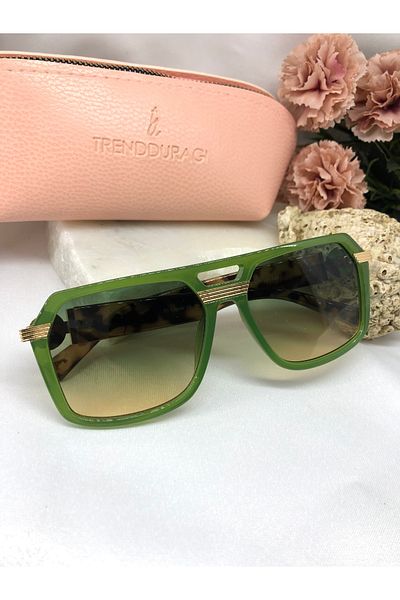 Di Caprio Rudni Green Women's Sunglasses with Gold Detail