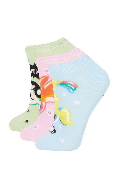 DeFacto Памучни обувки Powerpuff Girls от 3 части, чорапи A6194a8ns