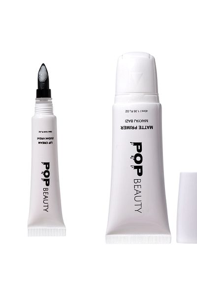 POP Beauty Exfoliating Lip Cream (White) & Shrinking Pore Makeup Base