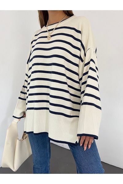 Modamorfo Striped Loose Knitwear Tunic