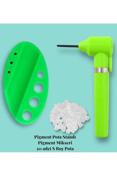 Lush Studio Mikser Pota Standı Seti YEŞİL Kalıcı Makyaj Boya Potası Silikon S...