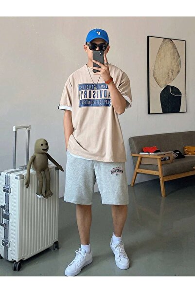 Mythologie California 23 Combed Cotton Short Shorts - Gray Printed High Waist Knitted Pocket Women