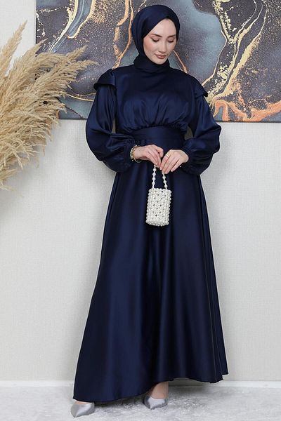 GİZ AGİYİM Φόρεμα με λεπτομέρεια ώμου Navy Blue