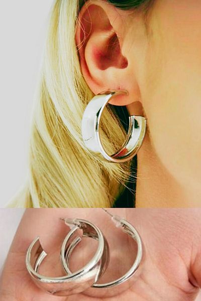 Diloshtrend Design Women's Shiny Hoop Earrings Pair