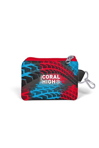 Coral High Gray Blue Race Car Patterned Coin Purse for Kids - 21934