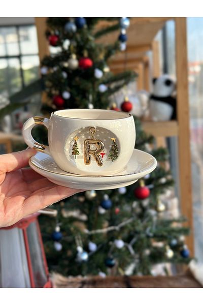 BSK Ceramic Tea Coffee Cup - Christmas Snowman Pine Tree Mug Gift R