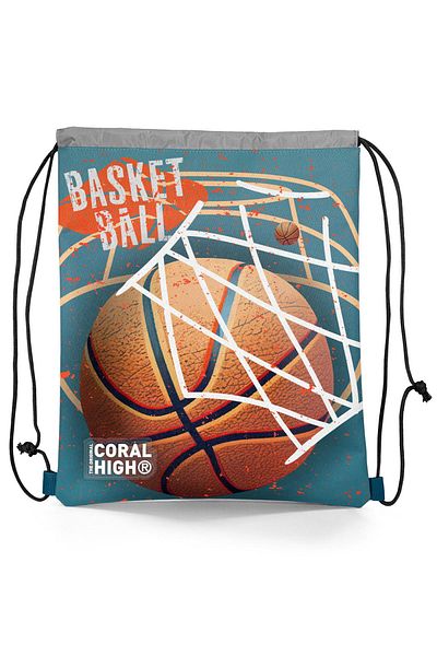 Coral High Rucsac cu șnur Nefti portocaliu cu model de baschet - 12653