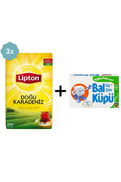 Lipton Doğu Karadeniz Dökme Siyah Çay 1000 gr x 3 Adet + Balküpü Kesme Şeker 1000 gr