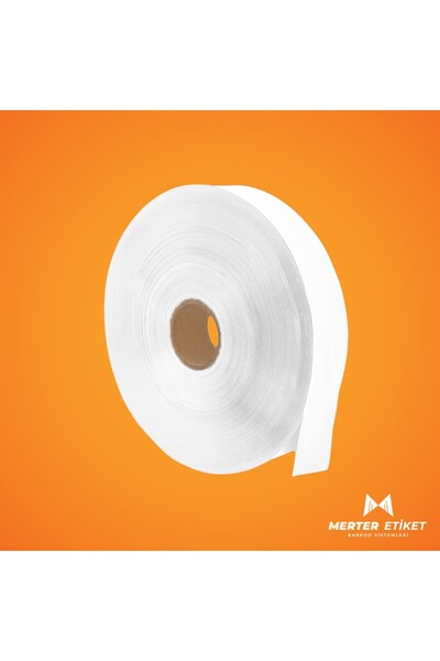 merter etiket YY-150 BOYA ALMAZ TEK TARAFLI BEYAZ 4 cm x 100 mt etiketlik kumaş