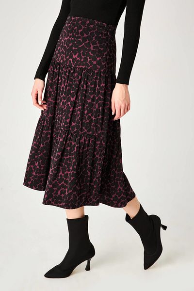 Hanna's by Hanna Darsa Women's Leopard Patterned Midi Skirt