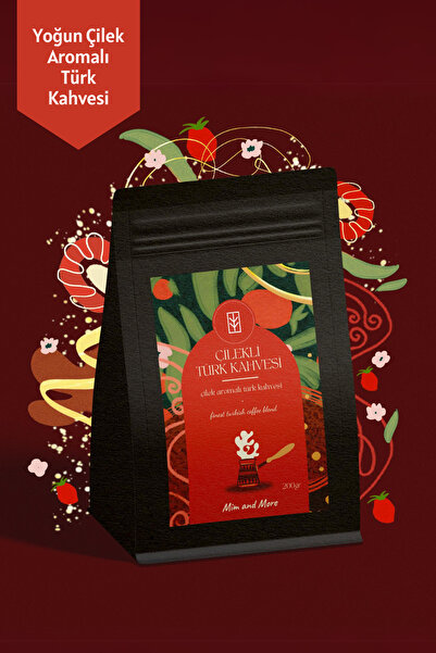 Mim and More Strawberry Turkish Coffee, Çilek Aromalı Türk Kahvesi, 200 gr