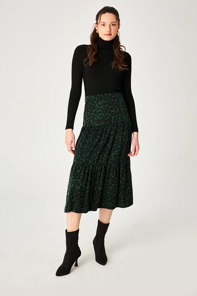 Hanna's by Hanna Darsa Women's Leopard Patterned Midi Skirt