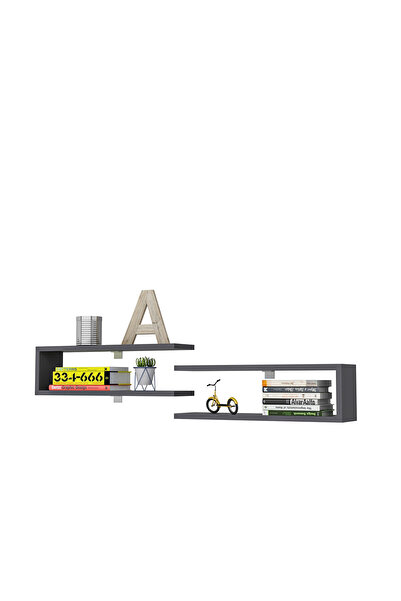 Ninnimo Ava 2'li Antrasit Uçan Duvar Rafı