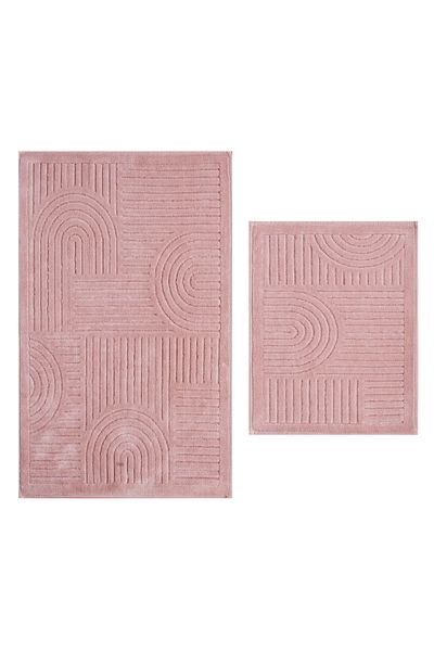 Kaşmir Halı Thor 2-Pack Cotton Bath Mat - Pink, 60x100 cm and 50x60 cm