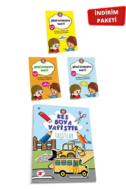 Çocuk Akademi Şimdi Konuşma Vakti Seti ve Kes Boya Yapıştır Taşıtlar