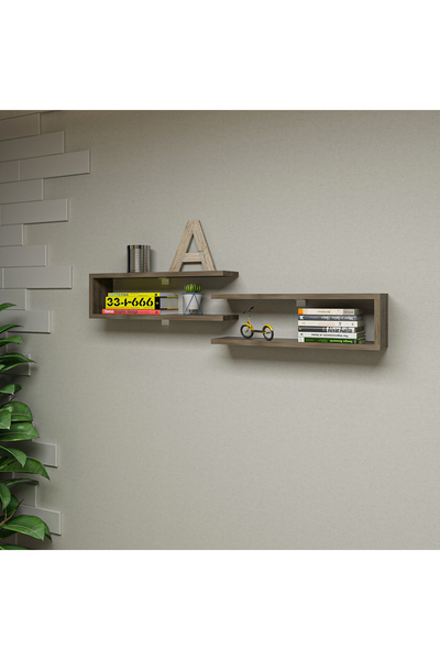 Ninnimo Ava 2'li Ceviz Uçan Duvar Rafı