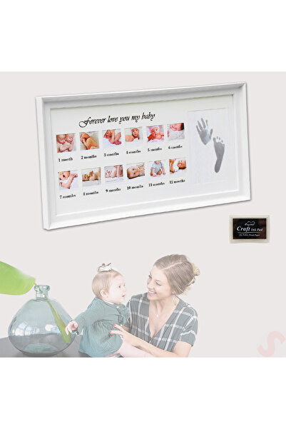 Süsle Baby Party Bebek El Ve Ayak Izli Resim Çerçevesi, 39cm X 21cm - 12 Ay