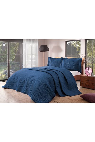 Taç Perla Single Bedspread Set Navy Blue