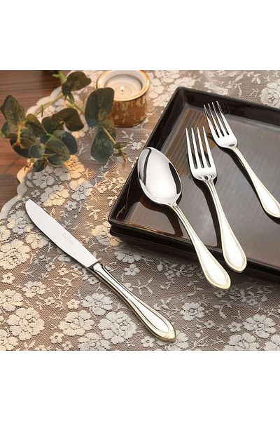 Pierre Cardin Vega Gold 84 Pieces 12 Person Cutlery Set