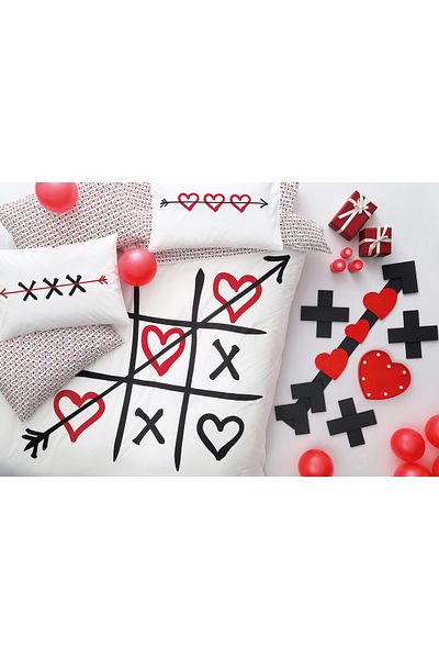 Taç Red Rnf Bedding Set Xox Double Duvet Cover