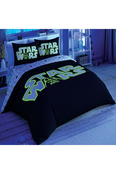 Taç Set de lenjerie de pat cu licență din bumbac strălucitor Star Wars Disney