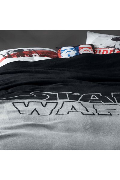 Taç Star Wars Logo Cotton Double Blanket Gray Black