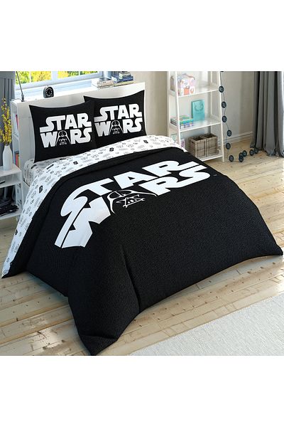 Taç Set de lenjerie de pat cu licență din bumbac strălucitor Star Wars Disney