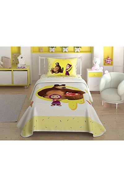 Taç Κίτρινο Σετ Πικέ με στάμπα Masha and Bear
