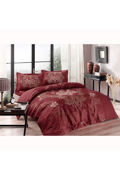 Taç Florian Satin Double Duvet Cover Set Red