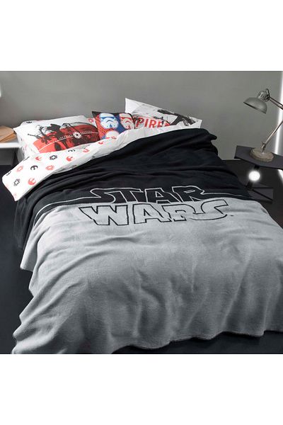 Taç Star Wars Logo Cotton Double Blanket Gray Black