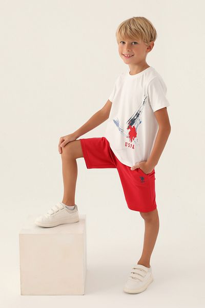 U.S. Polo Assn. يو اس بولو اسنطقم شورت تي شيرت للأولاد مرخص من Crayons Art