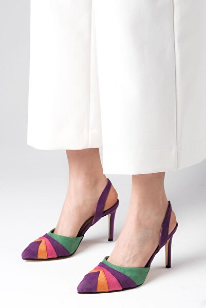 Mio Gusto Dámské boty na podpatku Valentina Multi Color Open Back